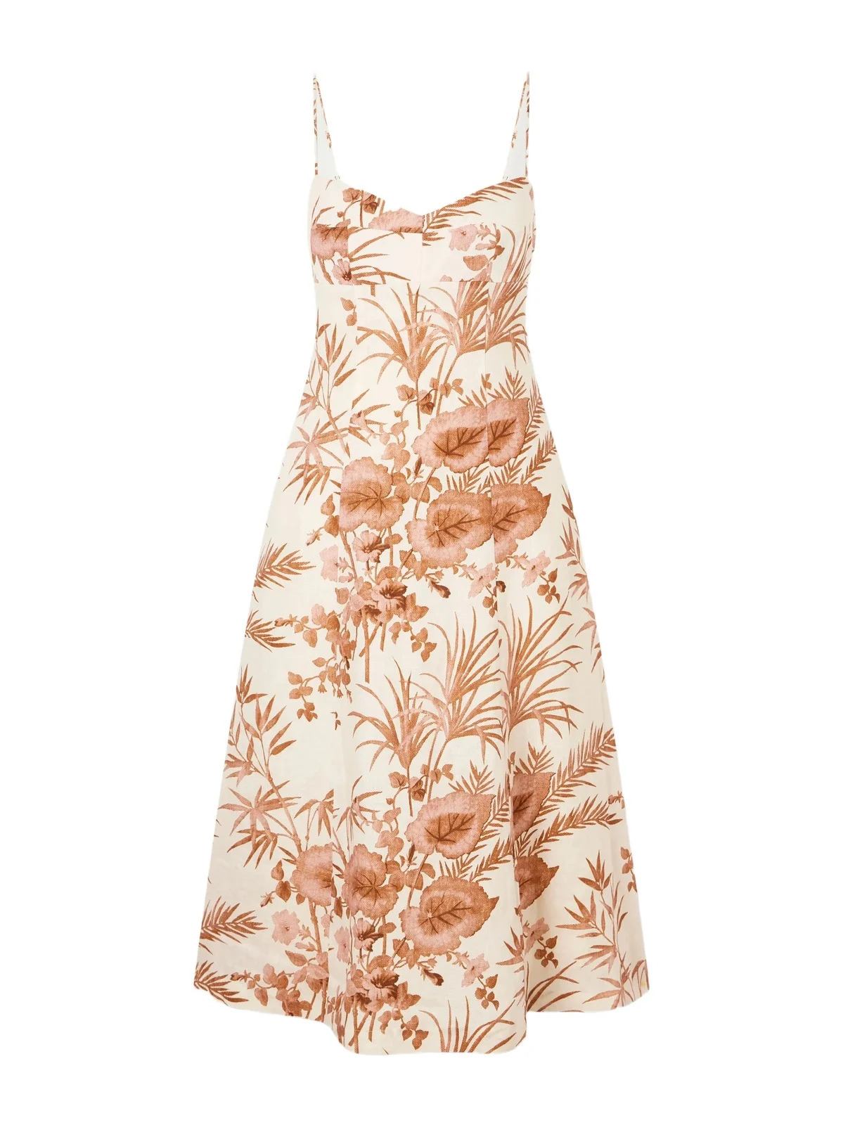 Cherry Floral-print Linen Midi Dress Cherry Floral-print Linen Midi Dress