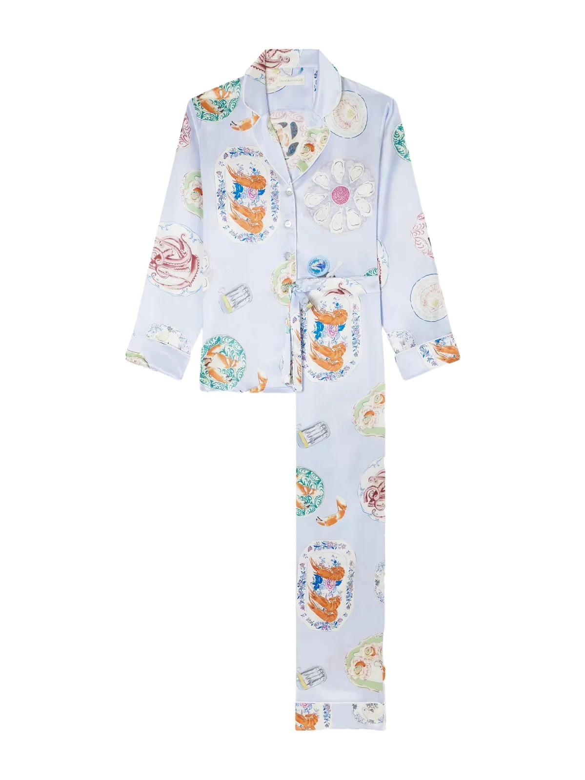 Lila Printed Silk-satin Pajama Set