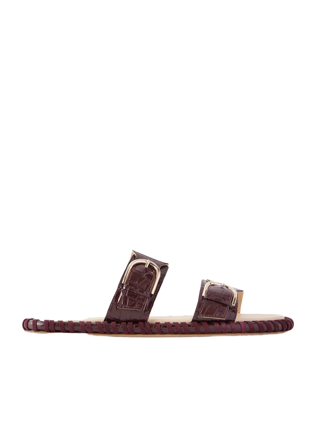 Sage Croc-effect Leather Flats