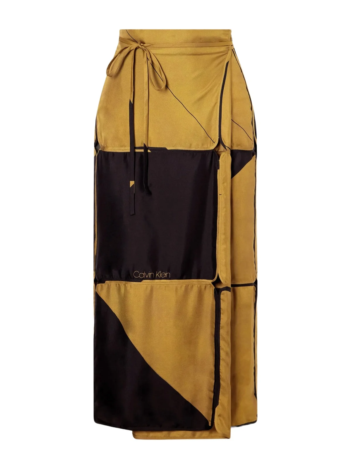Calvin Klein Collection Hallie Patchwork Silk-twill Wrap Midi Skirt