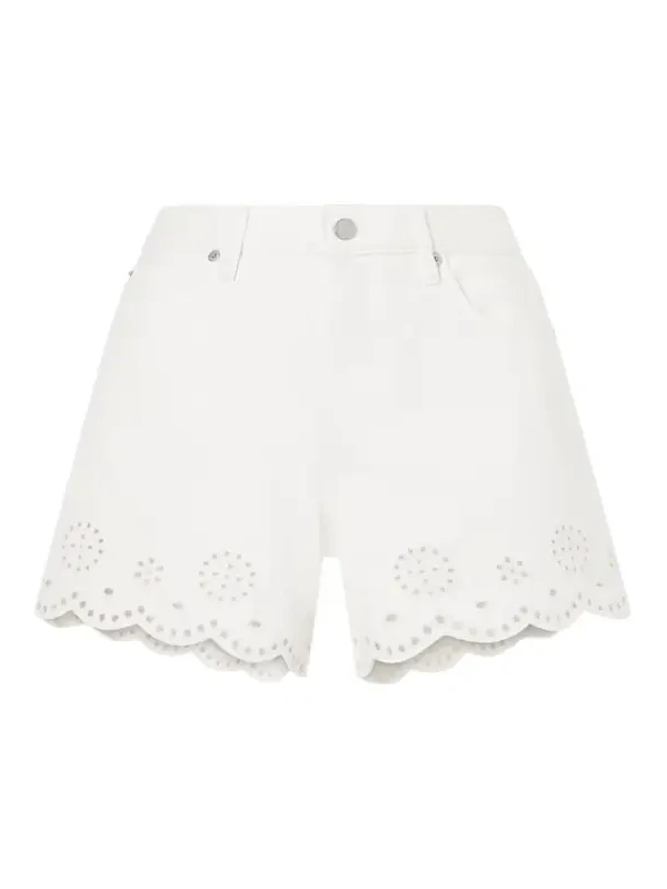 Broderie Anglaise-trimmed Denim Shorts Broderie Anglaise-trimmed Denim Shorts