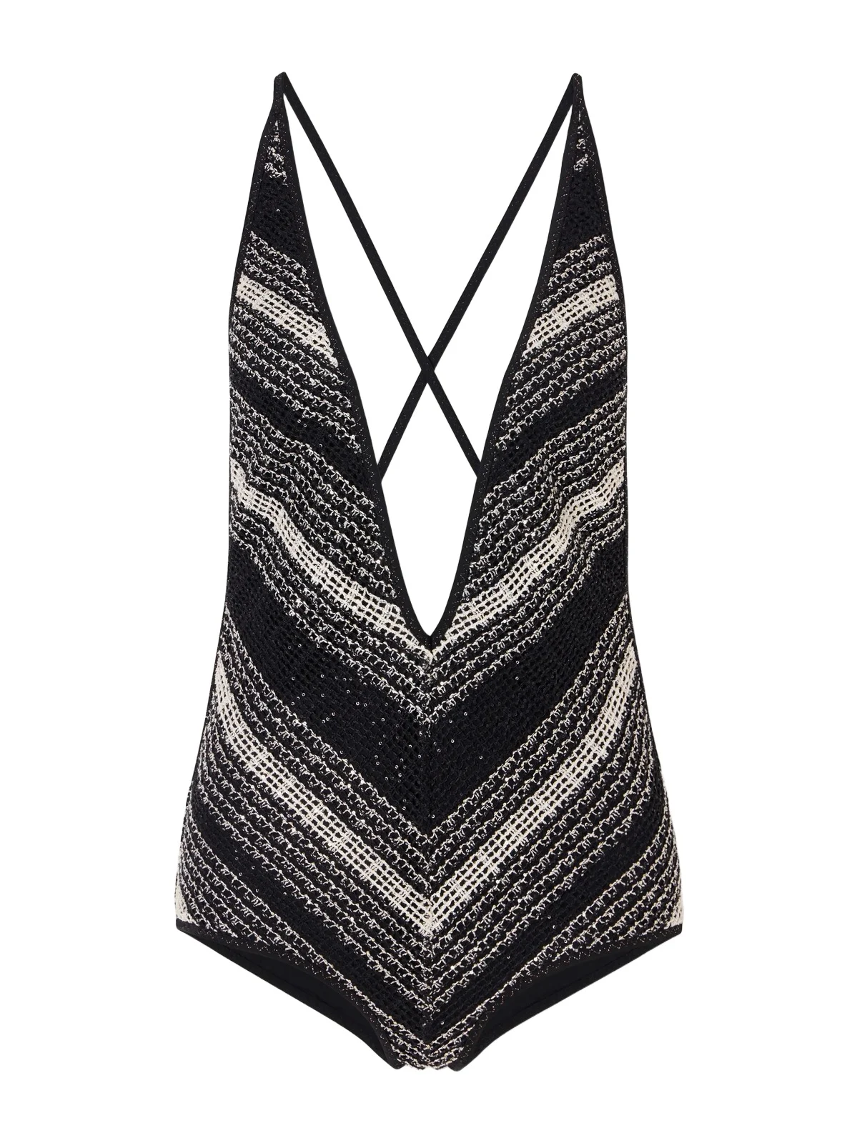Missoni Striped Metallic Crochet-knit One-piece
