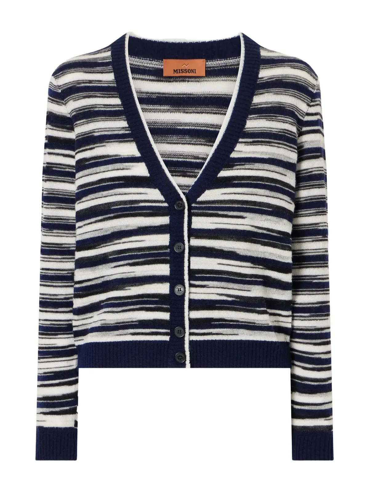 Striped Cashmere And Wool-blend Cardigan - Black