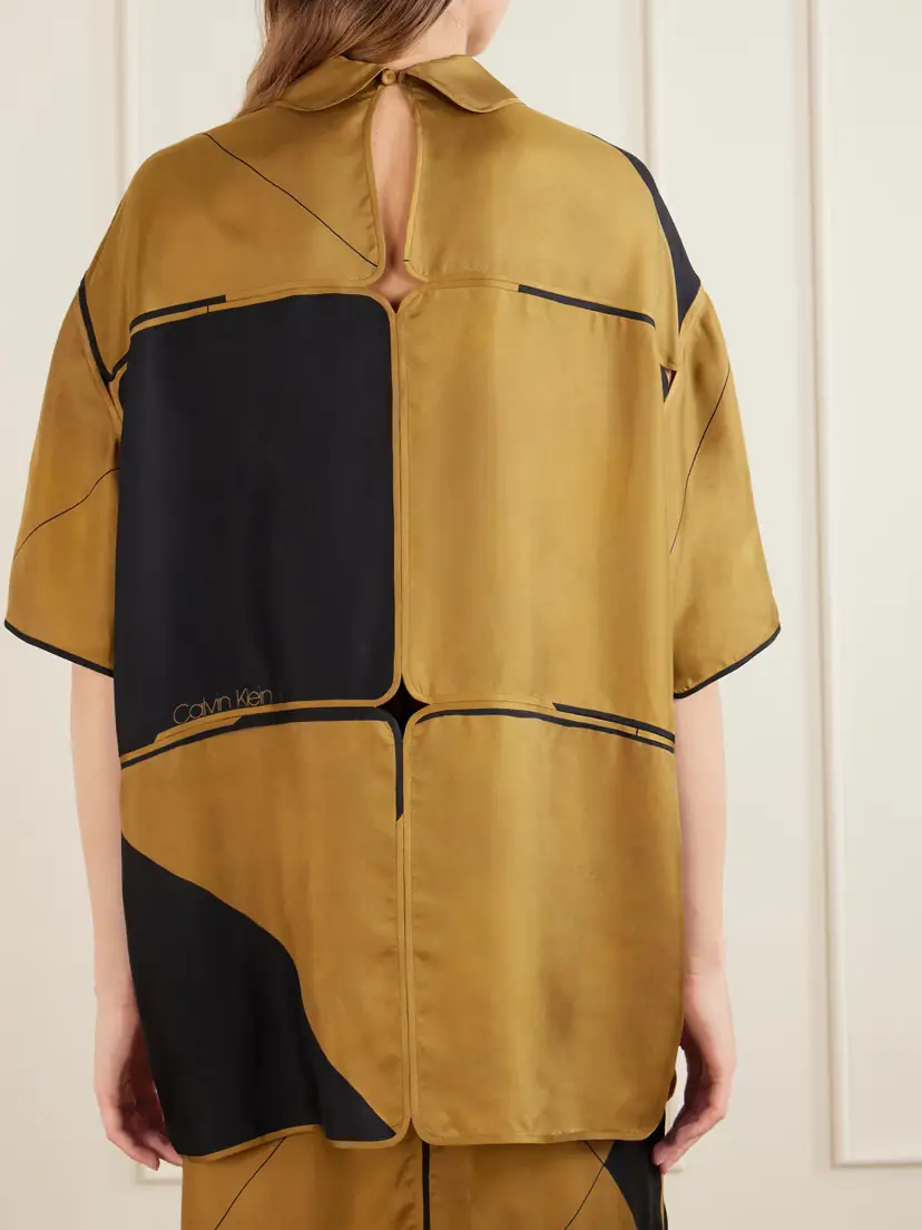 Calvin Klein Collection Elowen Patchwork Silk-twill Shirt | Thumbnail 4