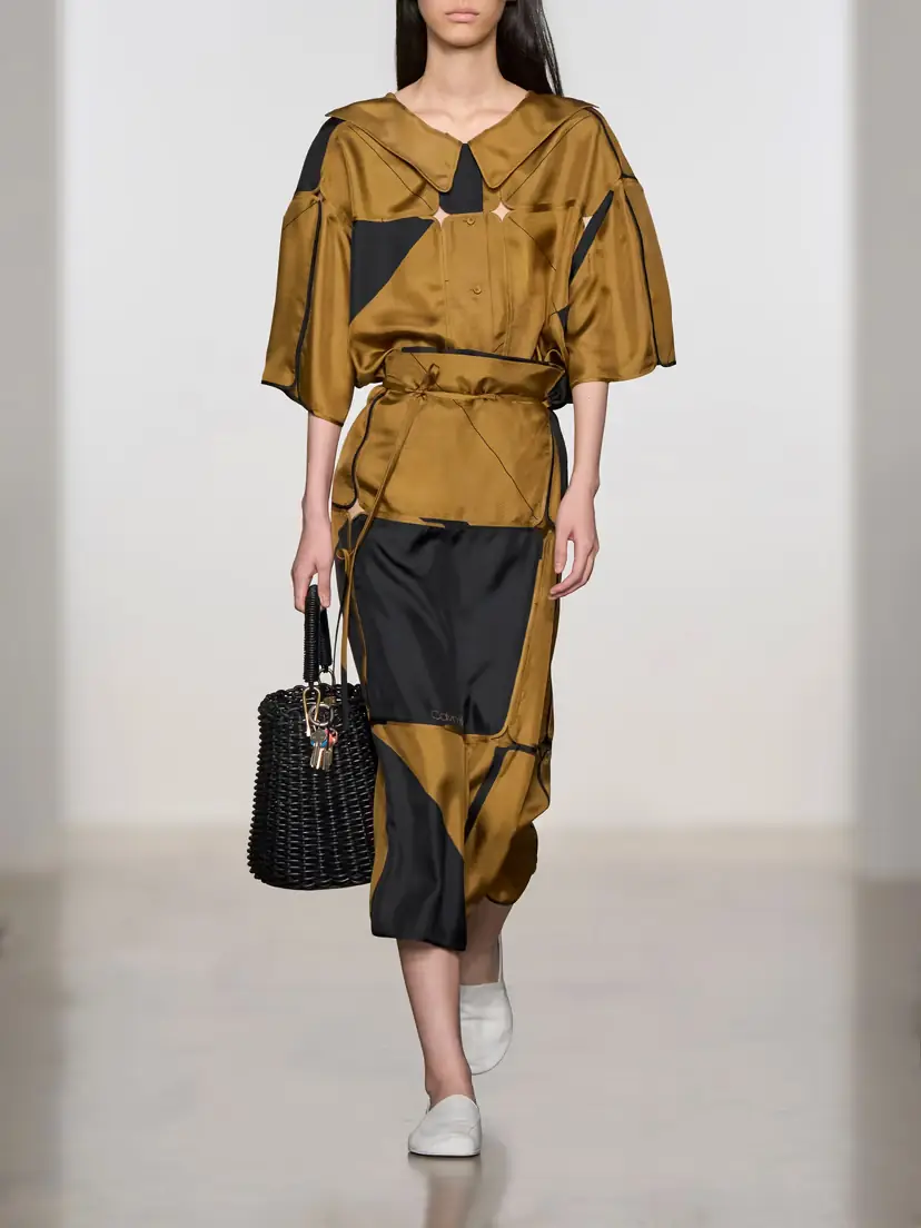 Calvin Klein Collection Elowen Patchwork Silk-twill Shirt | Thumbnail 6