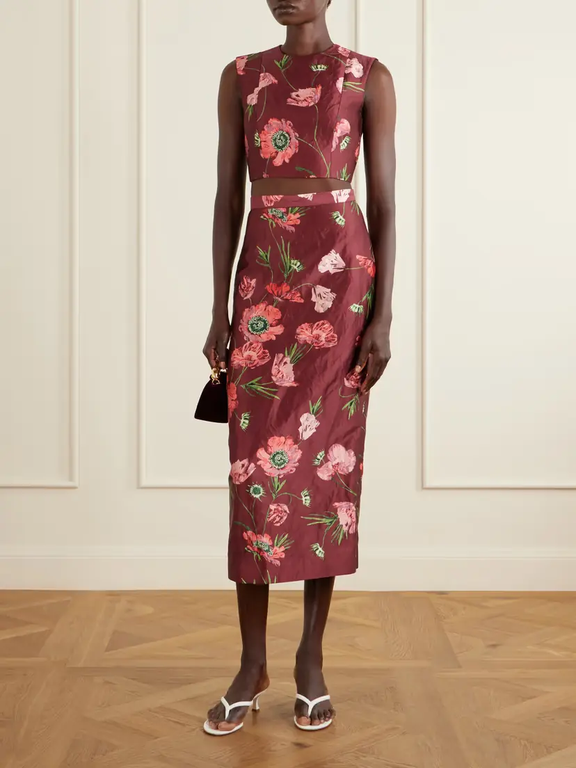 Erdem Floral-print Crinkled Satin Cropped Top | Thumbnail 2
