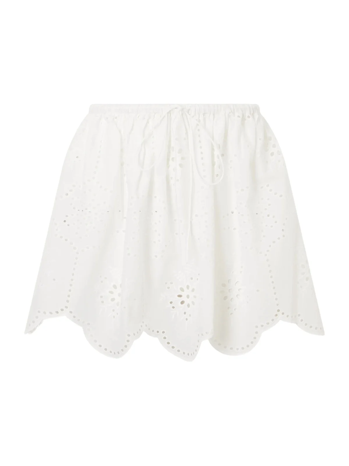 Scalloped Broderie Anglaise-trimmed Cotton Mini Skirt