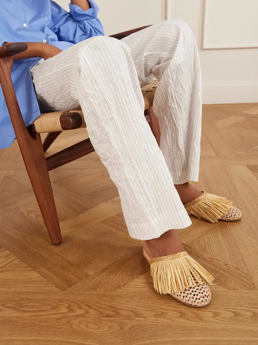 Ancient Greek Sandals Fringe Raffia Slip-on Flats | Thumbnail 2 Ancient Greek Sandals Fringe Raffia Slip-on Flats | Thumbnail 2
