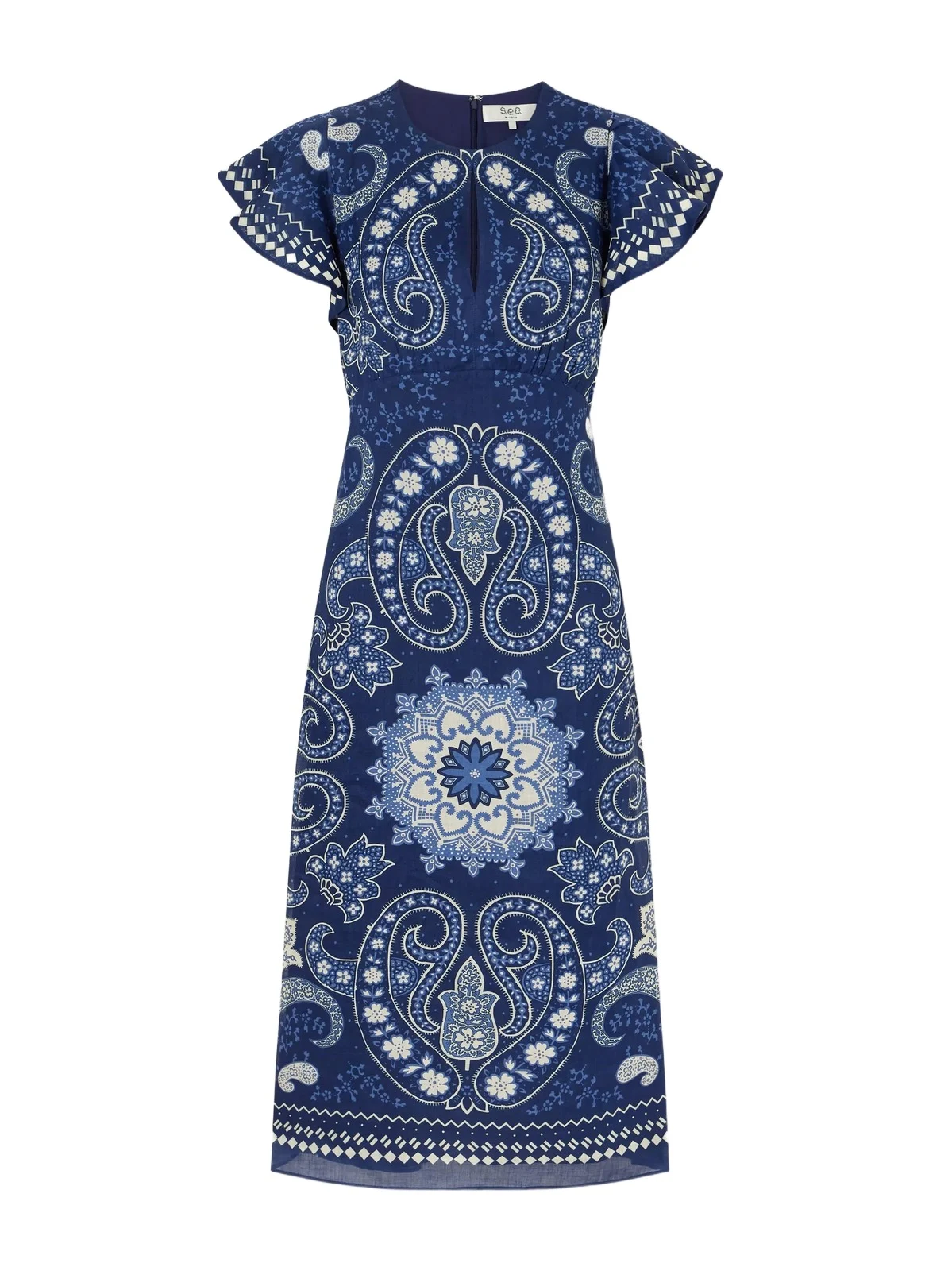 Emelina Paisley-printed Ramie Midi Dress Emelina Paisley-printed Ramie Midi Dress