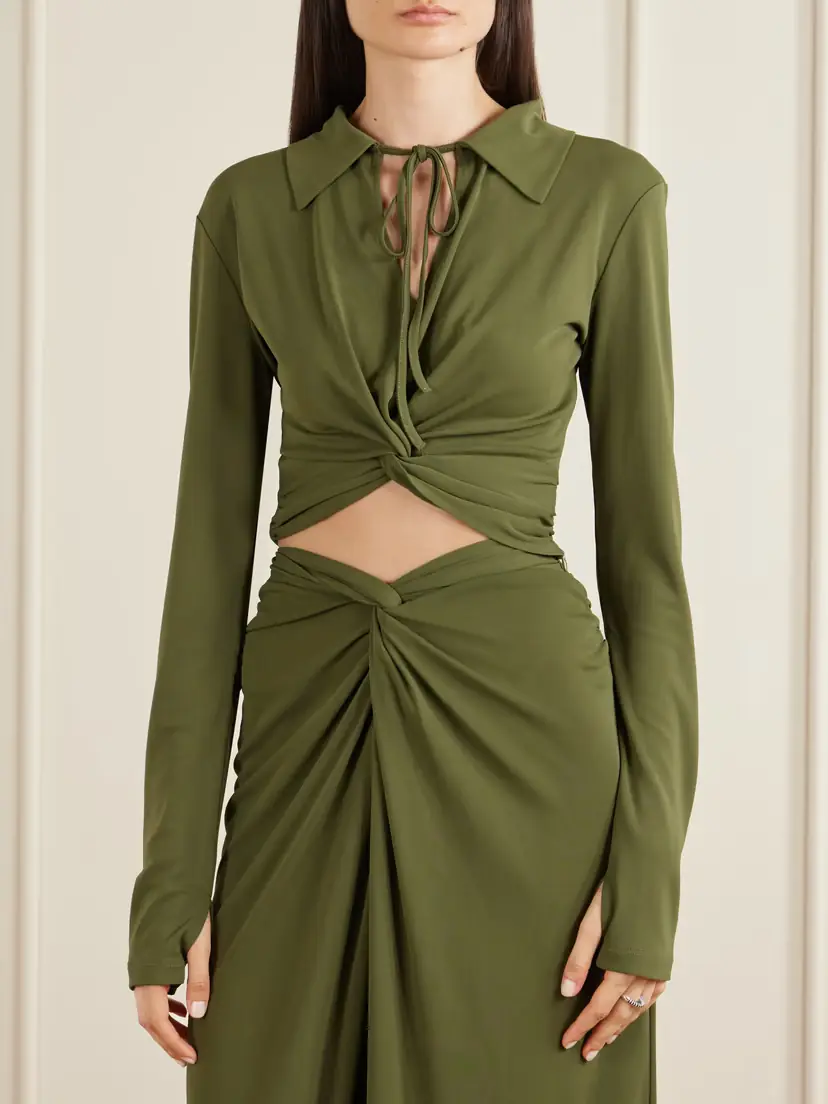VIOLANTE NESSI Gathered Knotted Cropped Top | Thumbnail 3 VIOLANTE NESSI Gathered Knotted Cropped Top | Thumbnail 3