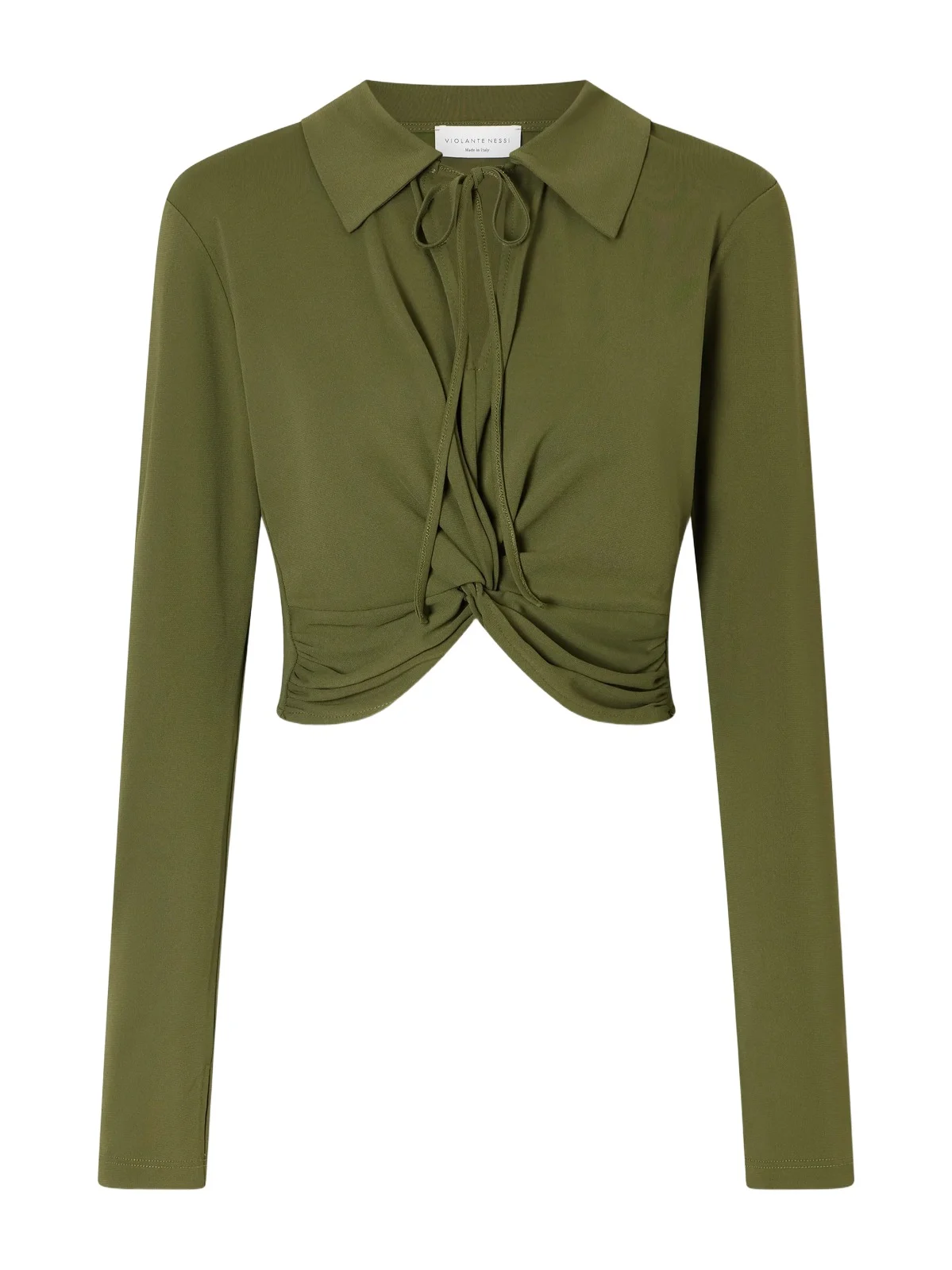 VIOLANTE NESSI Gathered Knotted Cropped Top