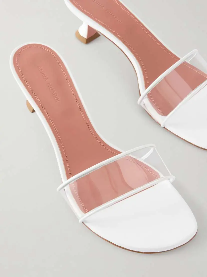 Amina Muaddi Andreea 45 Leather-trimmed Pvc Sandals | Thumbnail 5