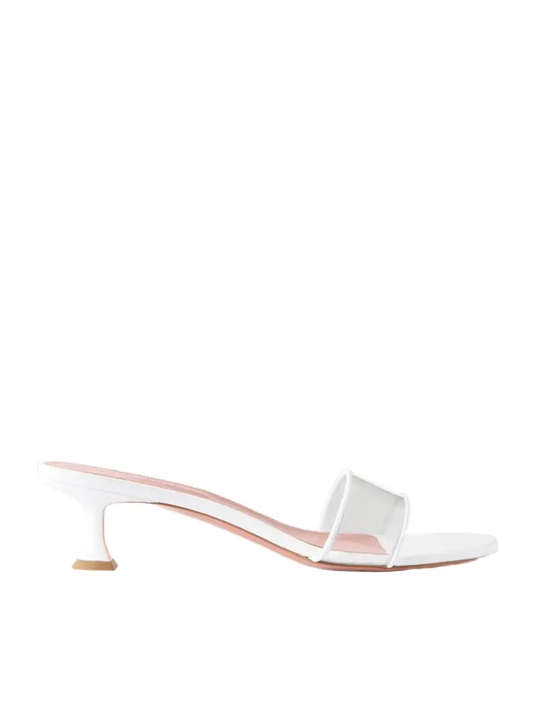 Amina Muaddi Andreea 45 Leather-trimmed Pvc Sandals | Image 1 Amina Muaddi Andreea 45 Leather-trimmed Pvc Sandals | Image 1