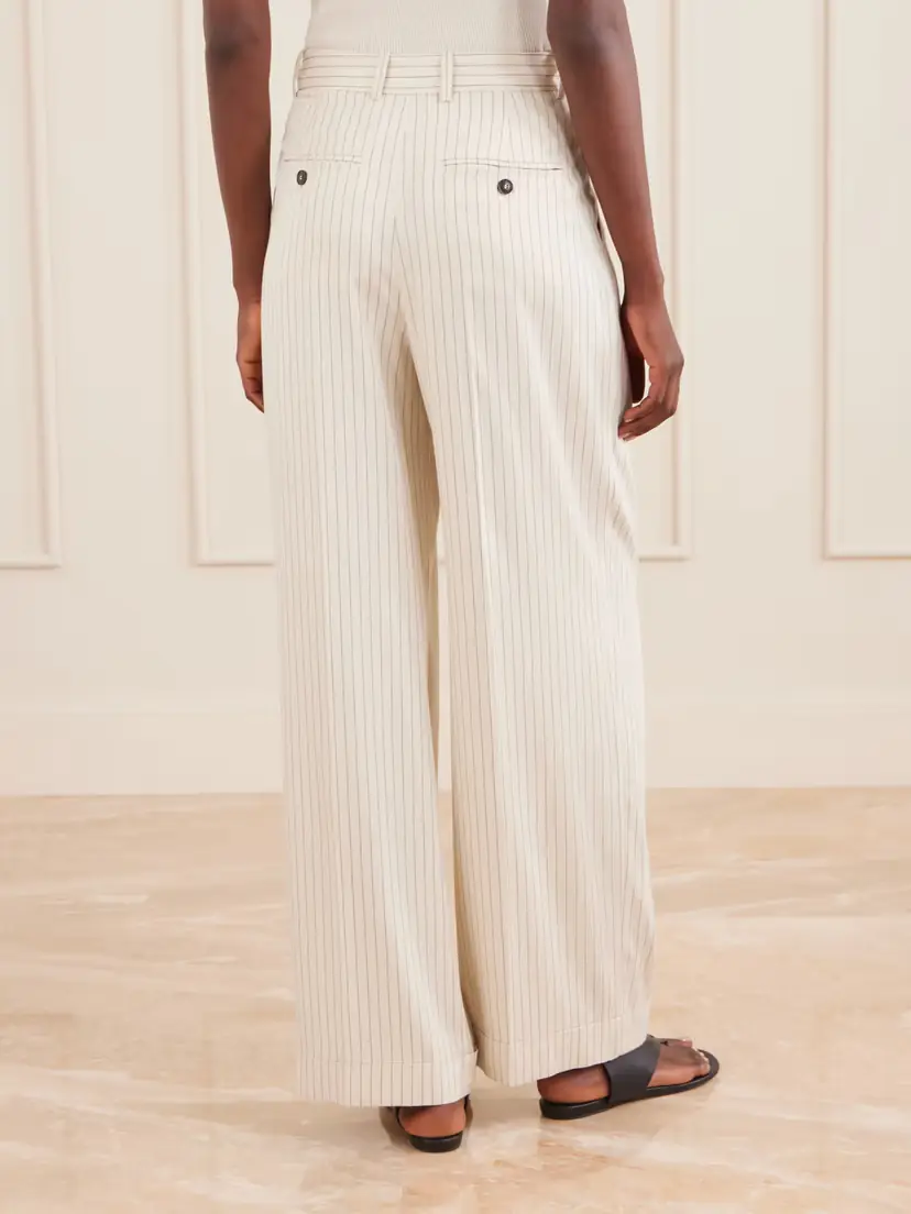Frame Avenue Pleated Striped Woven Wide-leg Pants | Thumbnail 4