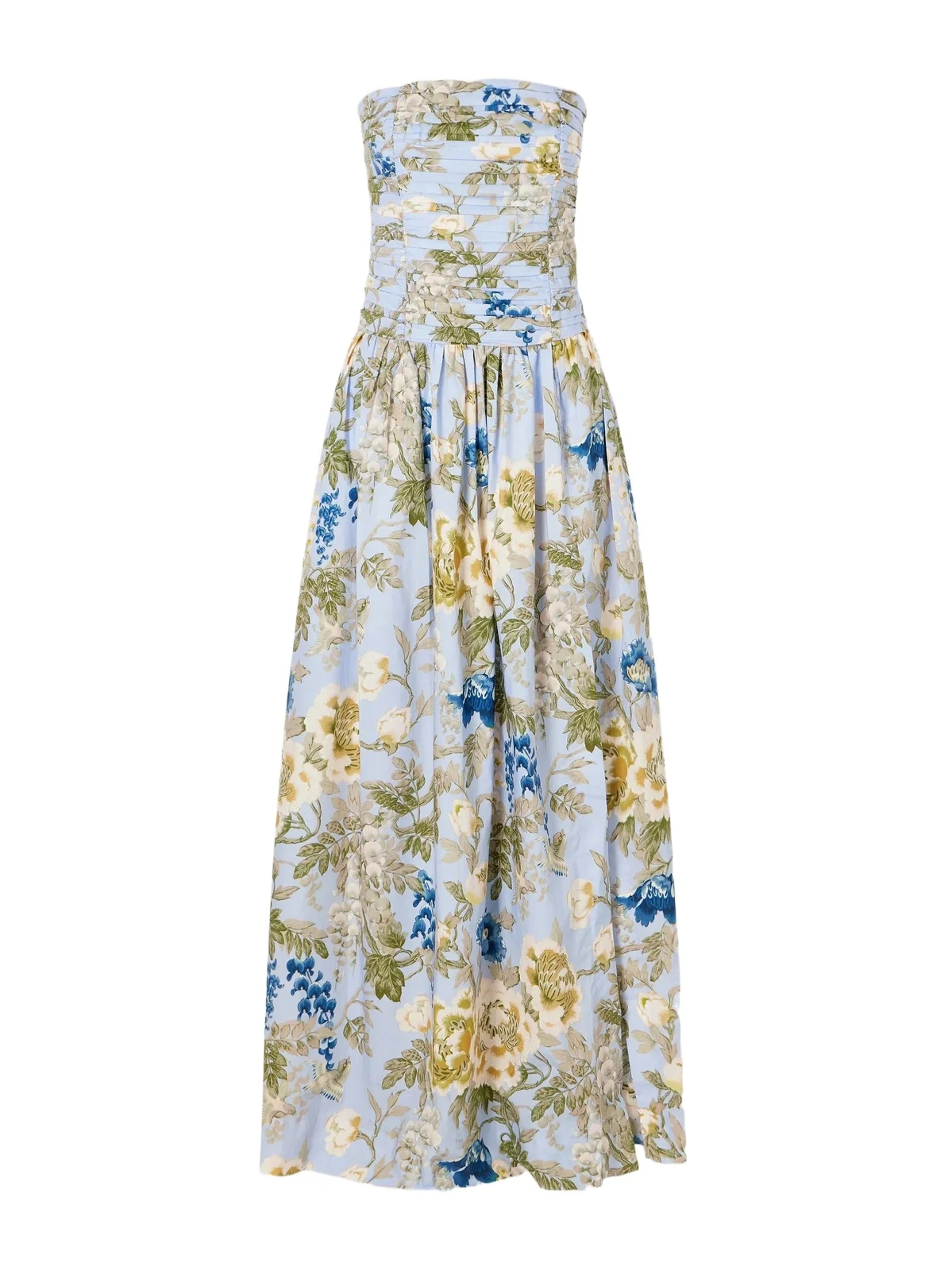 Montreal Strapless Pleated Floral-print Cotton-poplin Maxi Dress Montreal Strapless Pleated Floral-print Cotton-poplin Maxi Dress