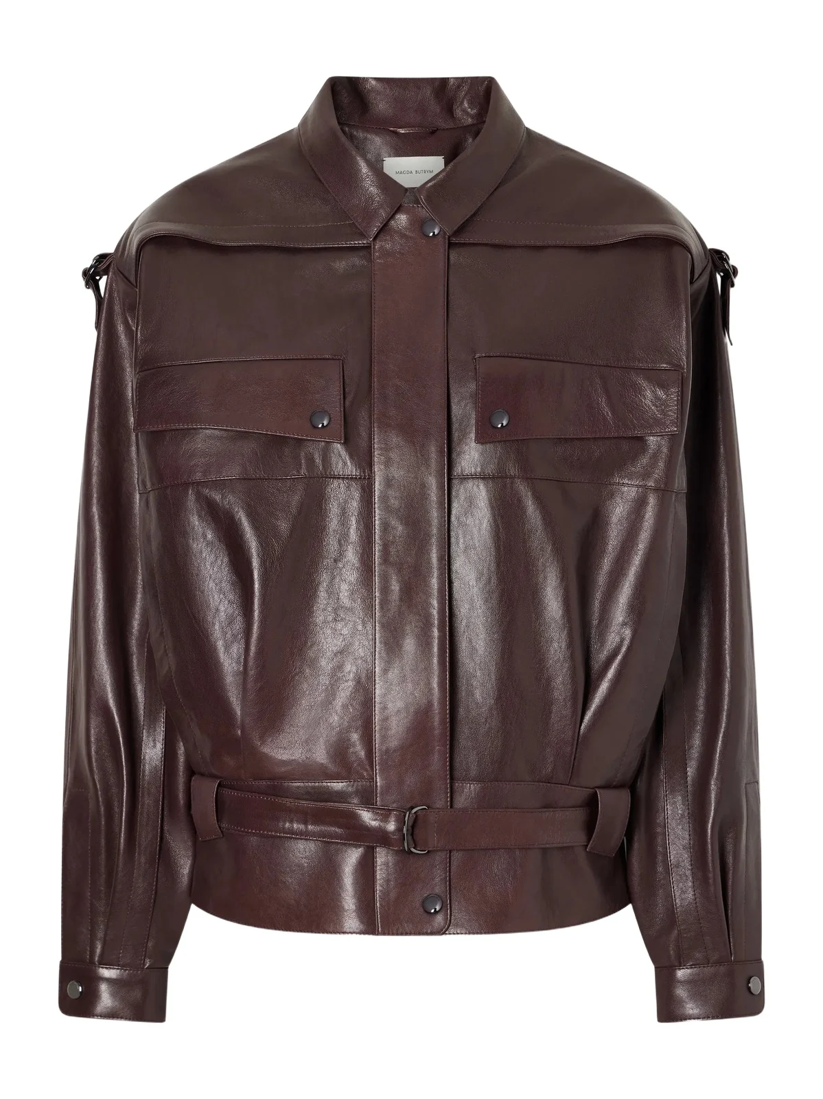 Belted Leather Biker Jacket