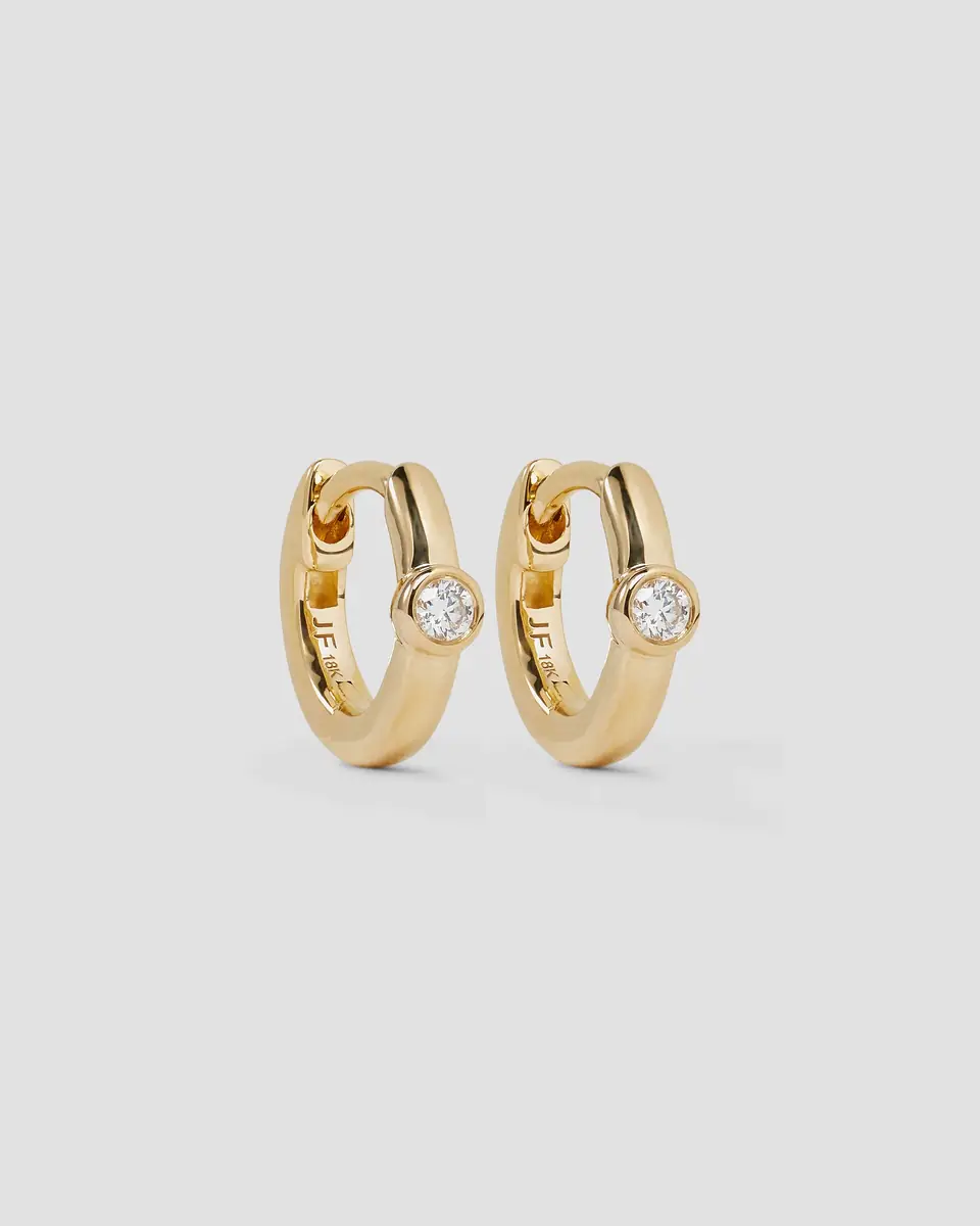Jennifer Fisher 18K Essential Single Stone Tiny Huggie | Thumbnail 2 Jennifer Fisher 18K Essential Single Stone Tiny Huggie | Thumbnail 2