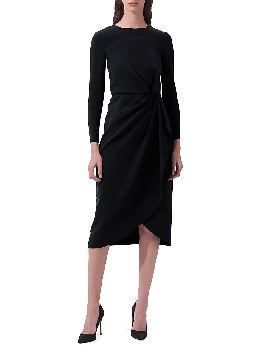 Carolina Herrera Women's Draped Long-Sleeve Midi Dress | Thumbnail 2 Carolina Herrera Women's Draped Long-Sleeve Midi Dress | Thumbnail 2
