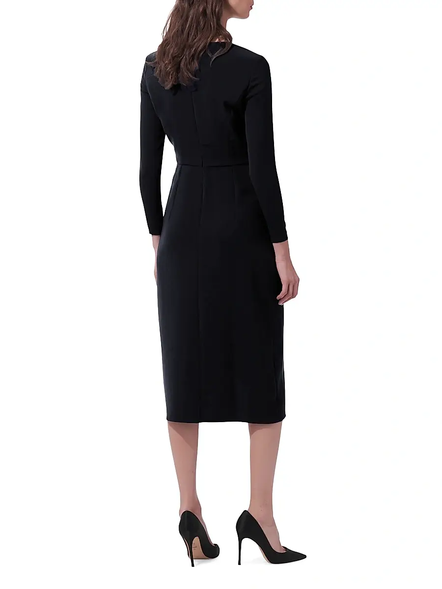 Carolina Herrera Women's Draped Long-Sleeve Midi Dress | Thumbnail 3 Carolina Herrera Women's Draped Long-Sleeve Midi Dress | Thumbnail 3