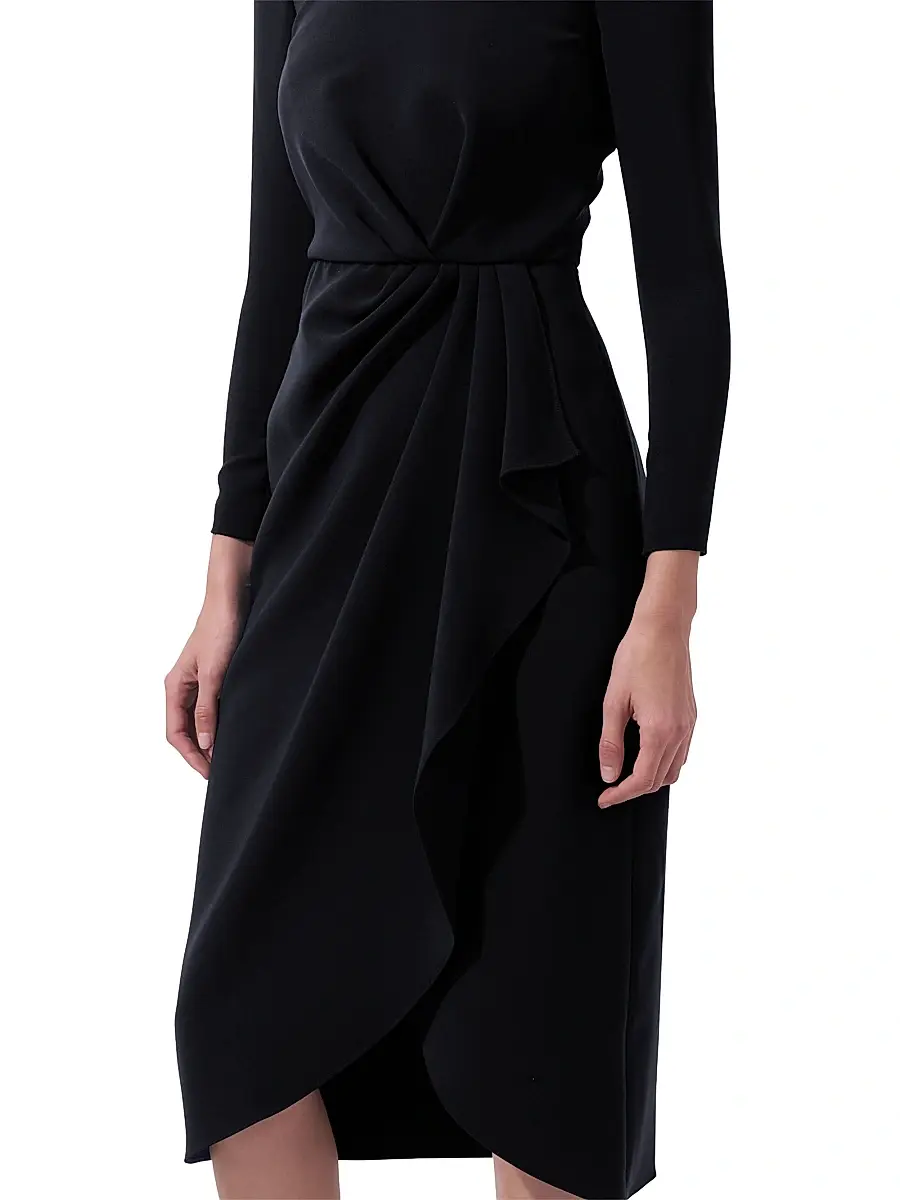 Carolina Herrera Women's Draped Long-Sleeve Midi Dress | Thumbnail 4 Carolina Herrera Women's Draped Long-Sleeve Midi Dress | Thumbnail 4