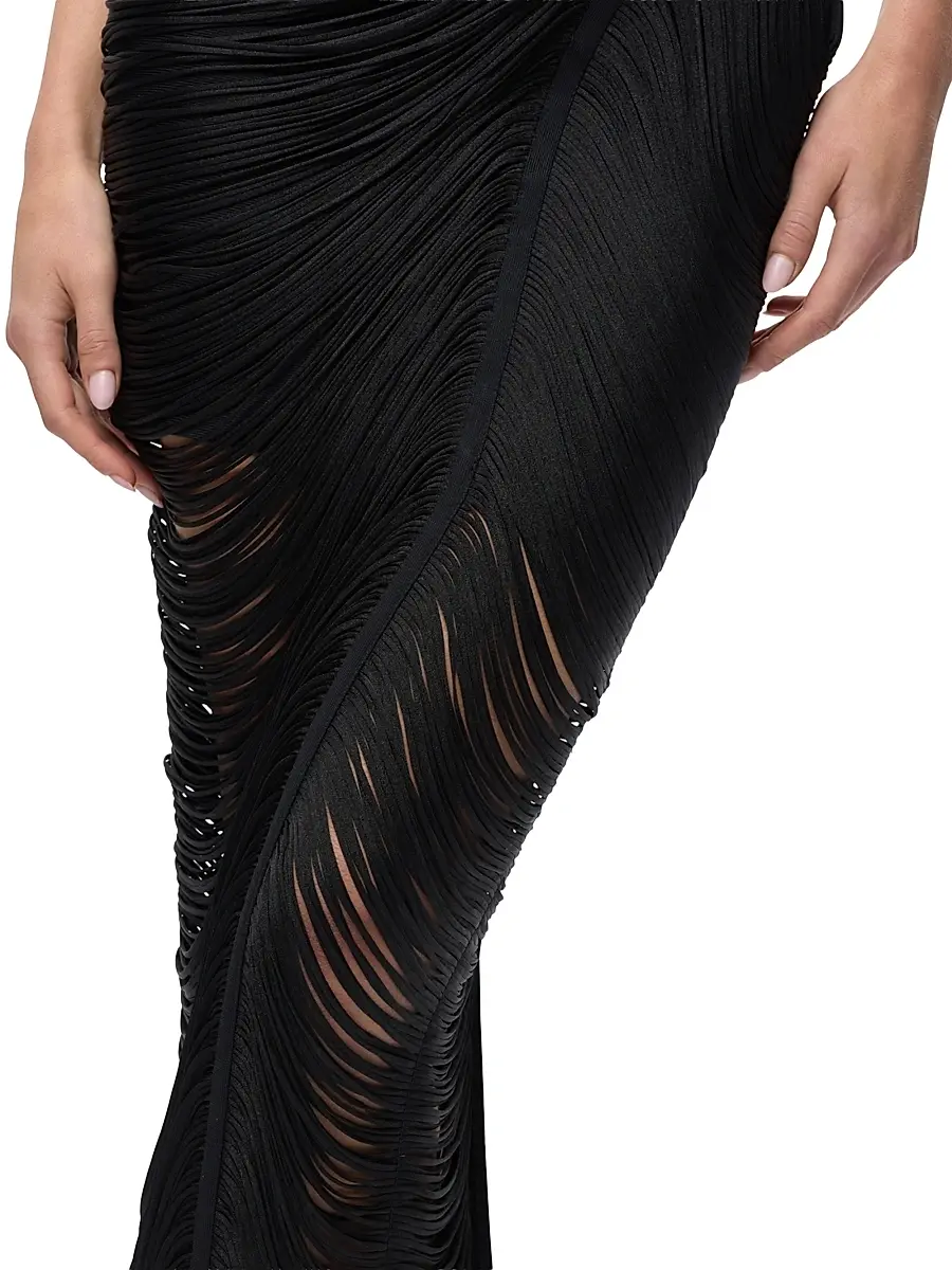 Hervé Léger Women's The Tyra Fringe One-Shoulder Gown | Thumbnail 8 Hervé Léger Women's The Tyra Fringe One-Shoulder Gown | Thumbnail 8