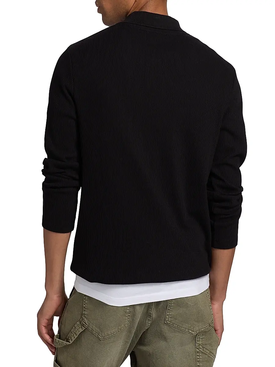 Vince Men's Macro Rib-Knit Johnny Collar Shirt | Thumbnail 5 Vince Men's Macro Rib-Knit Johnny Collar Shirt | Thumbnail 5