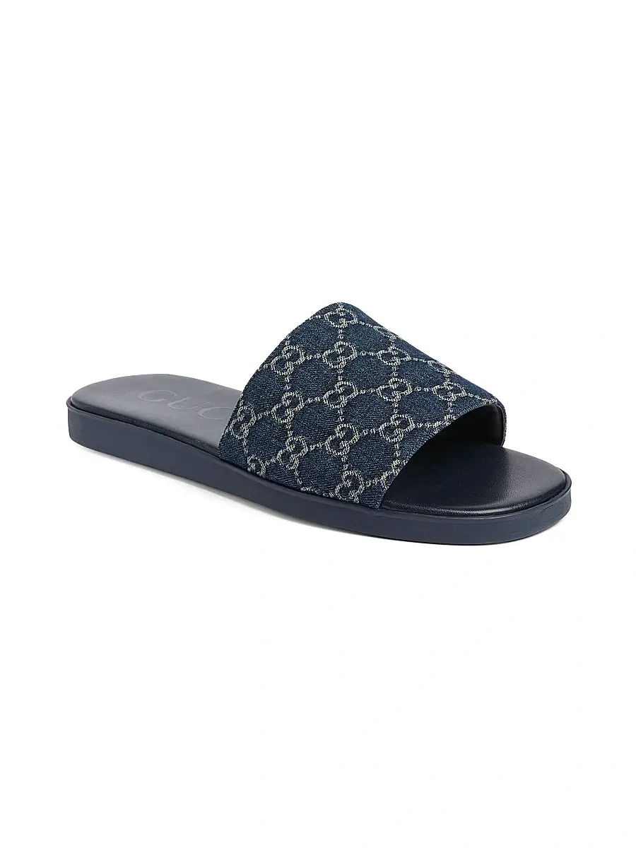 Gucci Men's Charlie GG Monogram Denim Slides | Thumbnail 2 Gucci Men's Charlie GG Monogram Denim Slides | Thumbnail 2