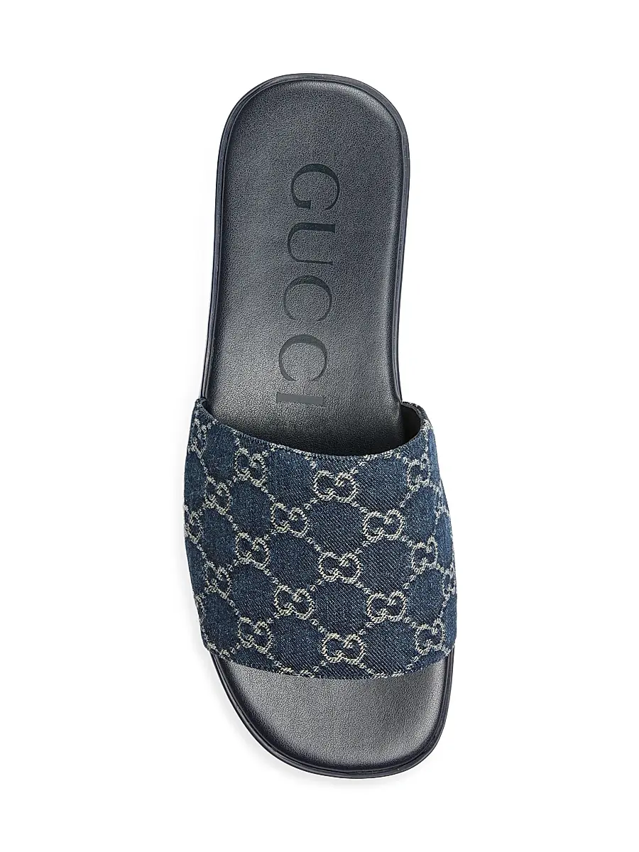 Gucci Men's Charlie GG Monogram Denim Slides | Thumbnail 4 Gucci Men's Charlie GG Monogram Denim Slides | Thumbnail 4