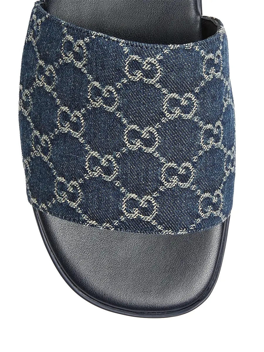 Gucci Men's Charlie GG Monogram Denim Slides | Thumbnail 5 Gucci Men's Charlie GG Monogram Denim Slides | Thumbnail 5
