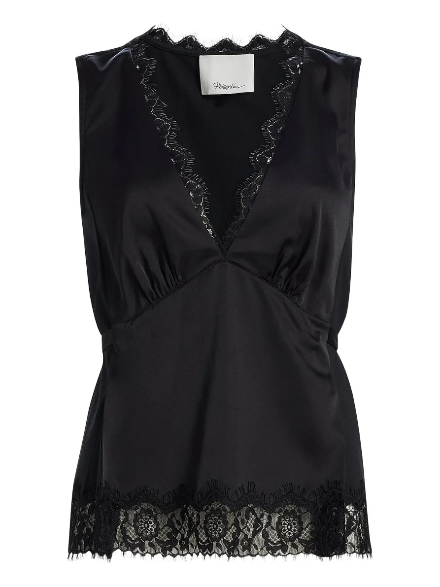 3.1 Phillip Lim Women's Satin Lace Tie Waist Top