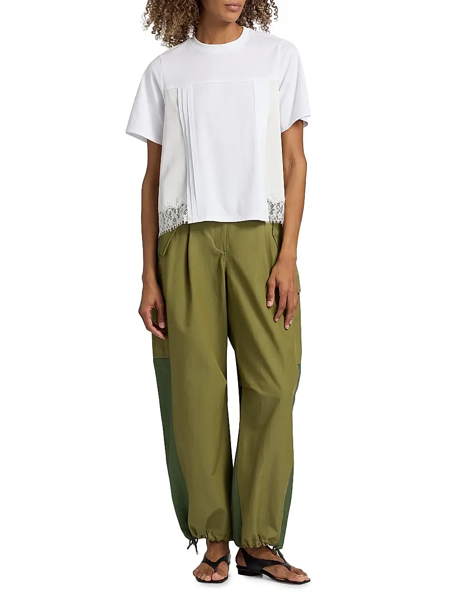 3.1 Phillip Lim Women's Satin & Lace Mixed-Media T-Shirt | Thumbnail 2 3.1 Phillip Lim Women's Satin & Lace Mixed-Media T-Shirt | Thumbnail 2