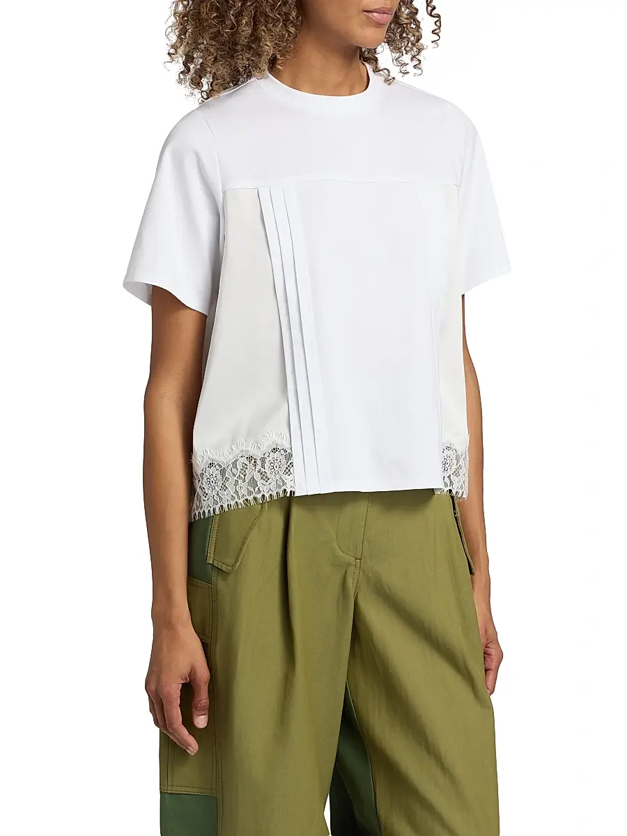3.1 Phillip Lim Women's Satin & Lace Mixed-Media T-Shirt | Thumbnail 4 3.1 Phillip Lim Women's Satin & Lace Mixed-Media T-Shirt | Thumbnail 4