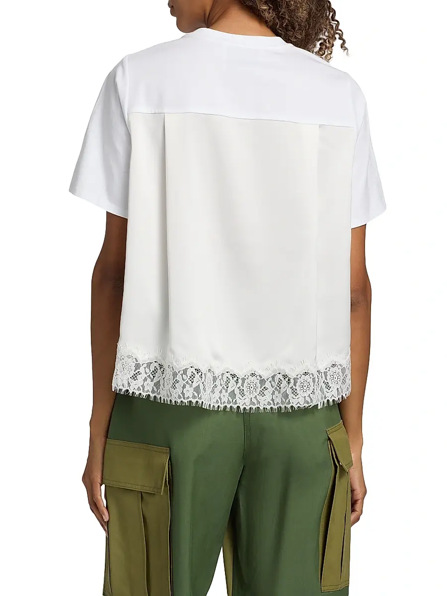 3.1 Phillip Lim Women's Satin & Lace Mixed-Media T-Shirt | Thumbnail 5 3.1 Phillip Lim Women's Satin & Lace Mixed-Media T-Shirt | Thumbnail 5