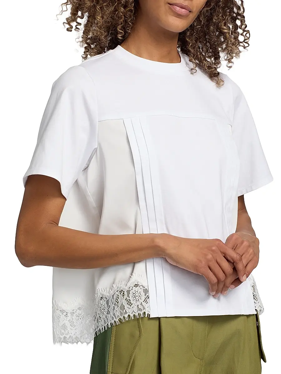 3.1 Phillip Lim Women's Satin & Lace Mixed-Media T-Shirt | Thumbnail 6 3.1 Phillip Lim Women's Satin & Lace Mixed-Media T-Shirt | Thumbnail 6