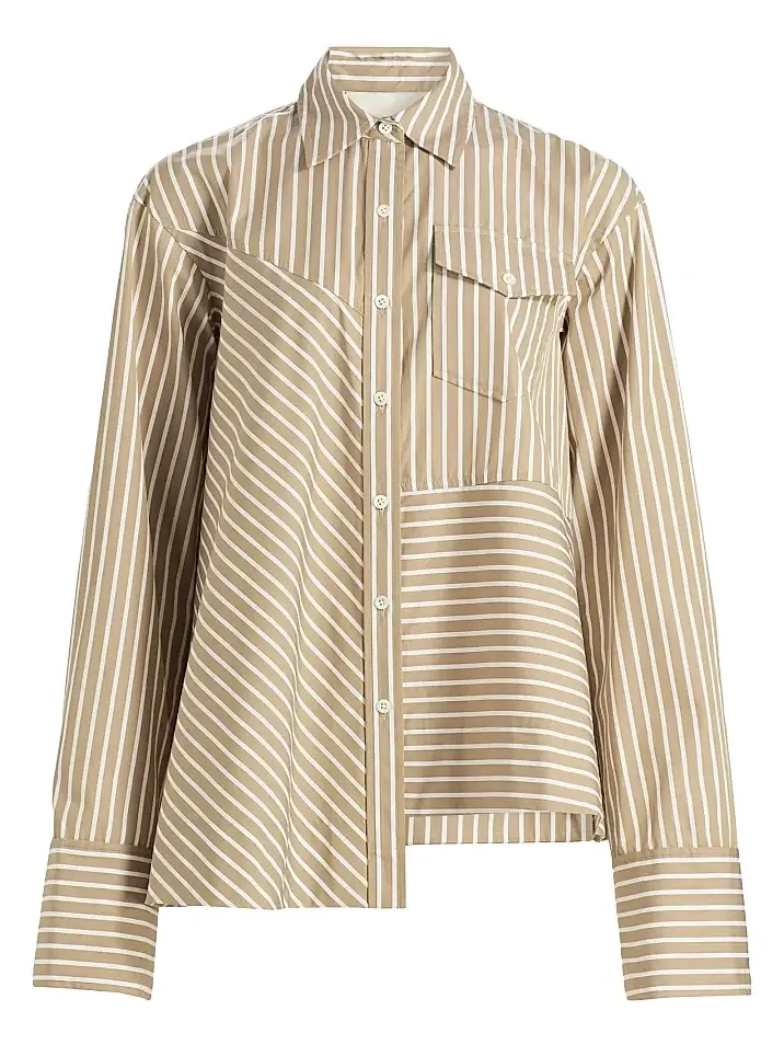 3.1 Phillip Lim Women's Asymmetric Striped Trapeze Button-Front Shirt