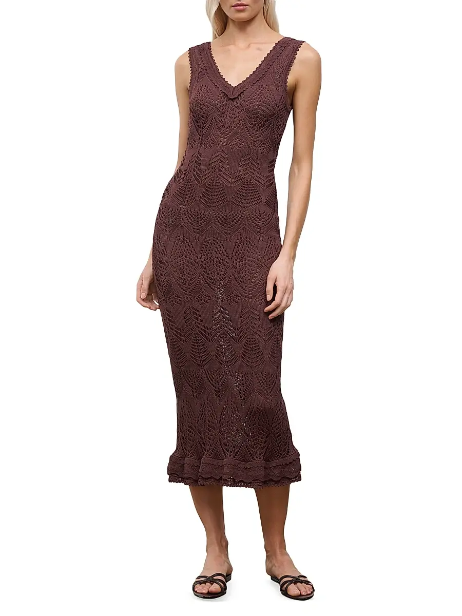 Staud Women's Roan Crochet Midi-Dress | Thumbnail 2 Staud Women's Roan Crochet Midi-Dress | Thumbnail 2