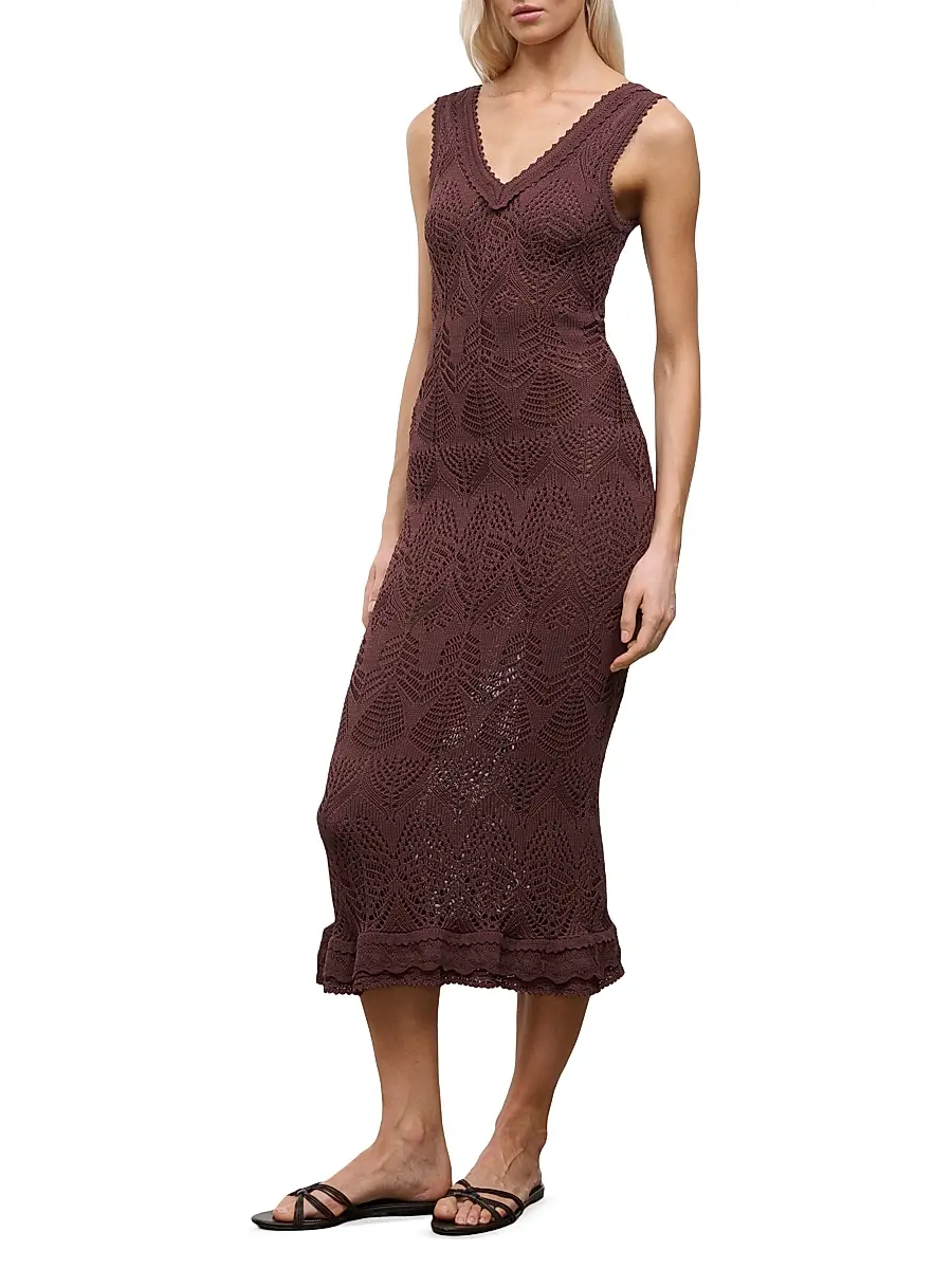 Staud Women's Roan Crochet Midi-Dress | Thumbnail 3 Staud Women's Roan Crochet Midi-Dress | Thumbnail 3