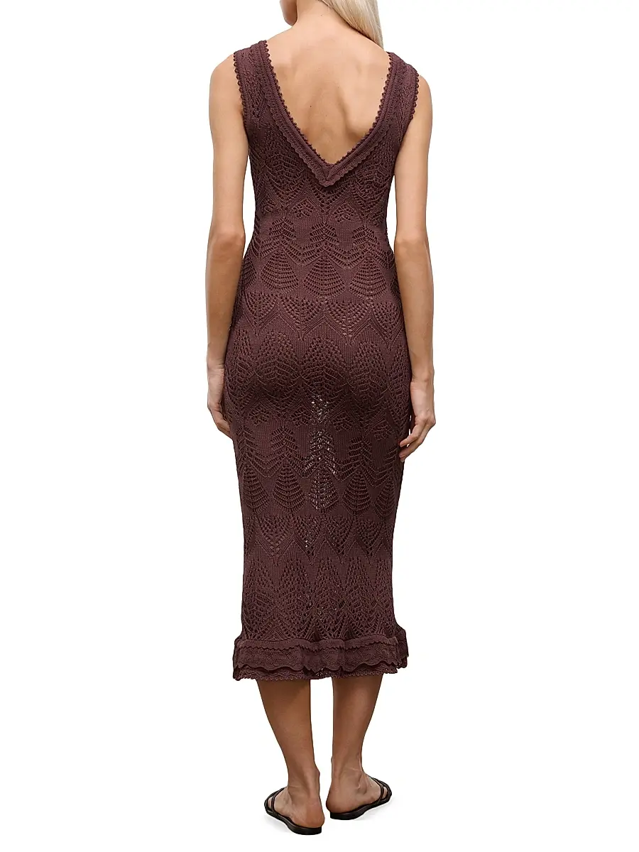 Staud Women's Roan Crochet Midi-Dress | Thumbnail 4 Staud Women's Roan Crochet Midi-Dress | Thumbnail 4