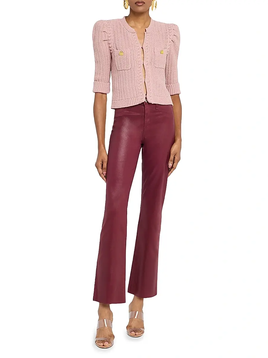L'Agence Women's Kendra Coated High-Rise Crop Flare Pants | Thumbnail 2 L'Agence Women's Kendra Coated High-Rise Crop Flare Pants | Thumbnail 2