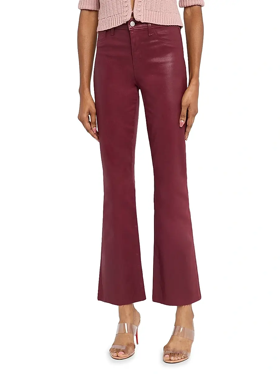 L'Agence Women's Kendra Coated High-Rise Crop Flare Pants | Thumbnail 3 L'Agence Women's Kendra Coated High-Rise Crop Flare Pants | Thumbnail 3