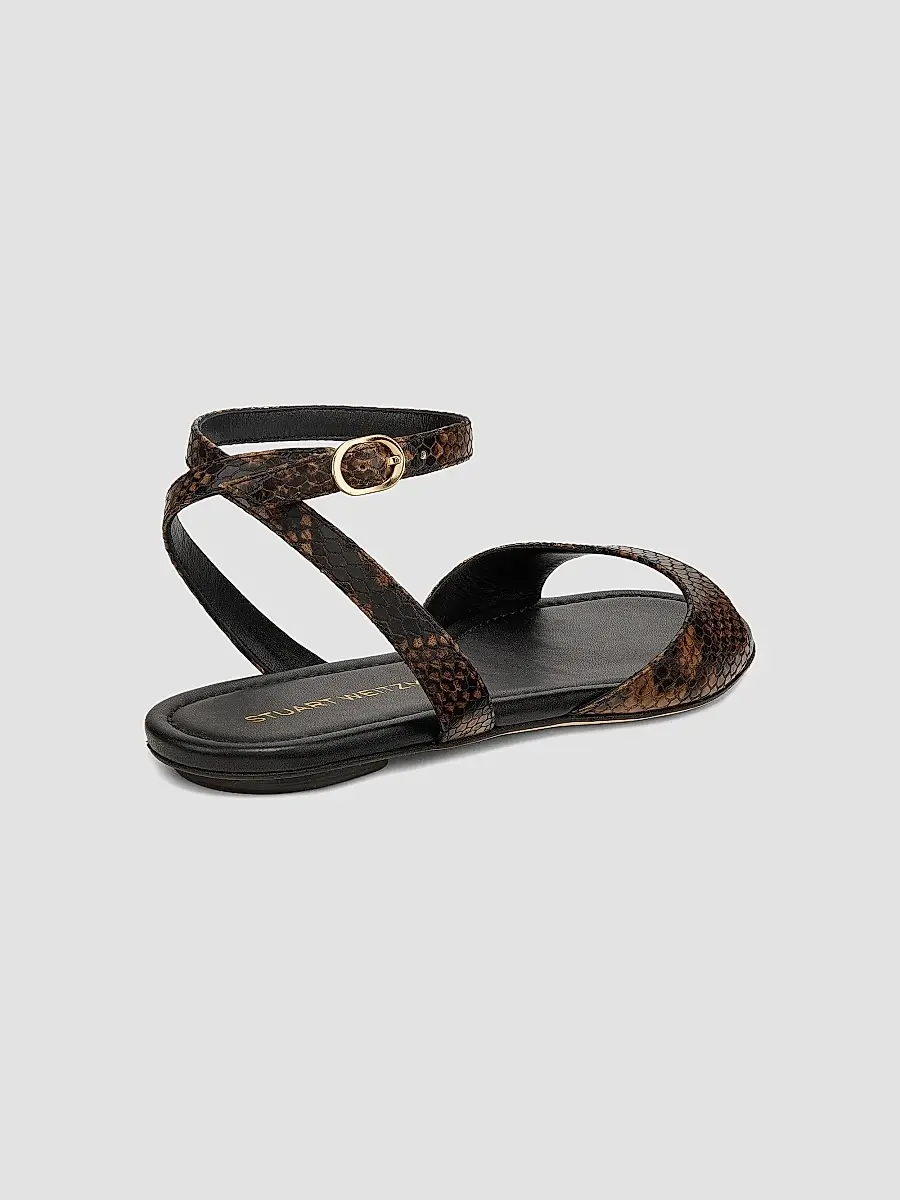 Stuart Weitzman Women's Nudist Snakeskin-Embossed Leather Sandals | Thumbnail 3