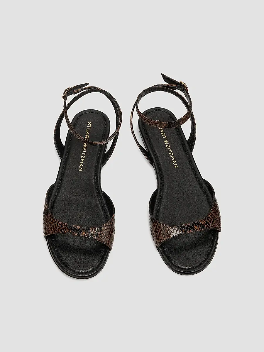 Stuart Weitzman Women's Nudist Snakeskin-Embossed Leather Sandals | Thumbnail 4
