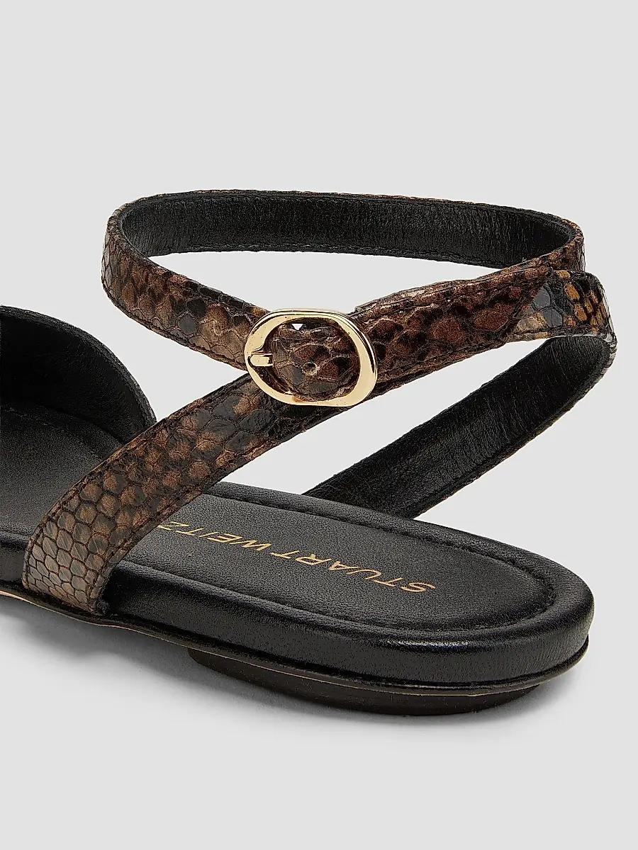 Stuart Weitzman Women's Nudist Snakeskin-Embossed Leather Sandals | Thumbnail 5
