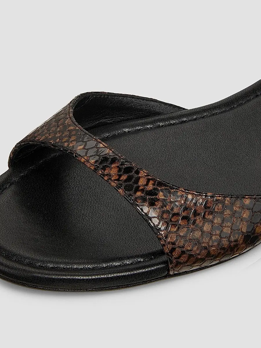 Stuart Weitzman Women's Nudist Snakeskin-Embossed Leather Sandals | Thumbnail 6
