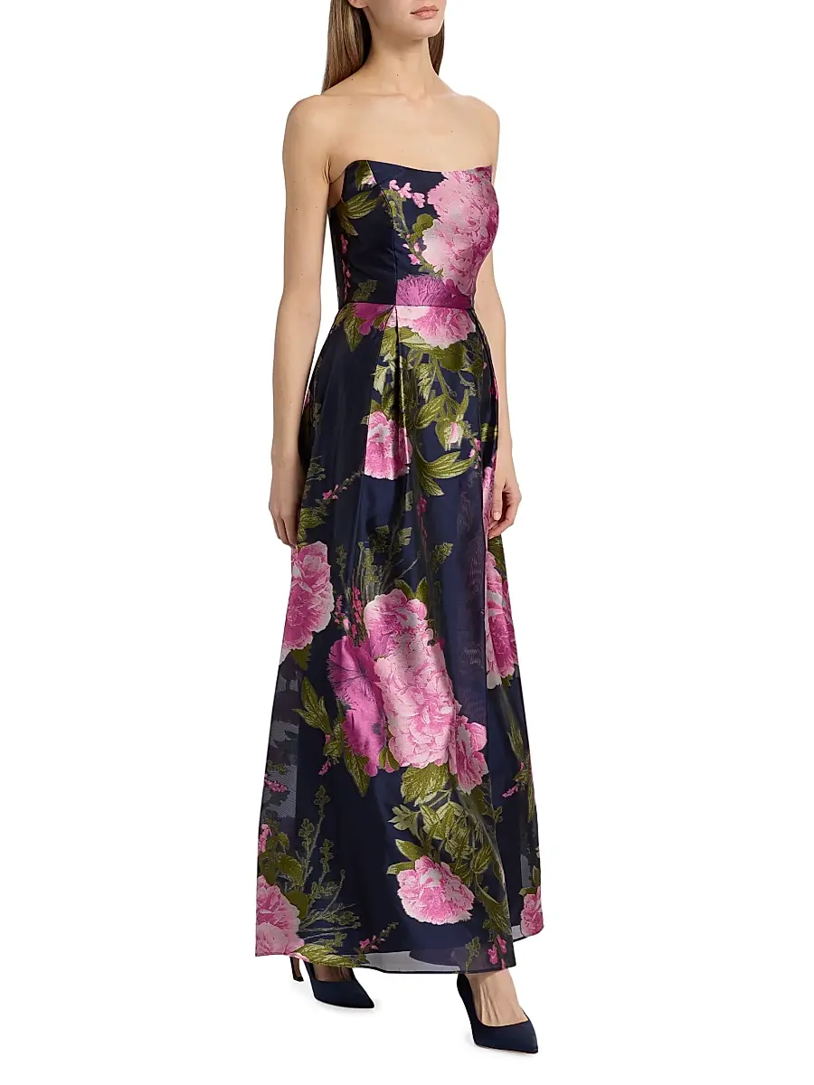 Kay Unger Women's Willow Floral Metallic Organza Gown | Thumbnail 2