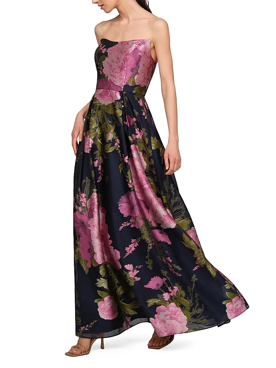 Kay Unger Women's Willow Floral Metallic Organza Gown | Thumbnail 4