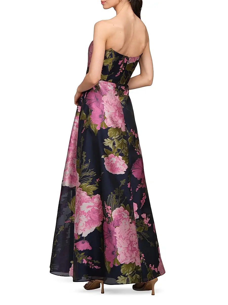 Kay Unger Women's Willow Floral Metallic Organza Gown | Thumbnail 5
