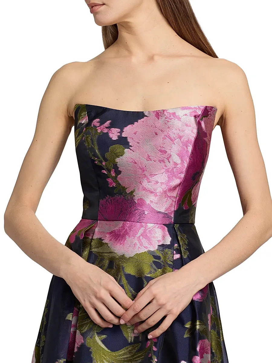Kay Unger Women's Willow Floral Metallic Organza Gown | Thumbnail 6