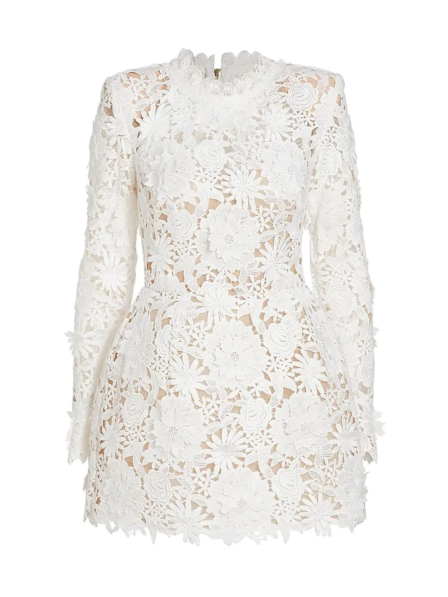 Bronx Banco Women's Maia Lace Long-Sleeve Minidress - White | Image 1 Bronx Banco Women's Maia Lace Long-Sleeve Minidress - White | Image 1