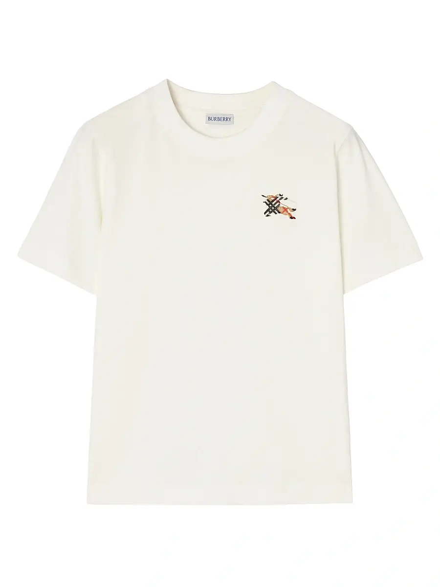 Burberry Women's Frankie EKD Check Cotton T-Shirt - Chalk | Image 1 Burberry Women's Frankie EKD Check Cotton T-Shirt - Chalk | Image 1